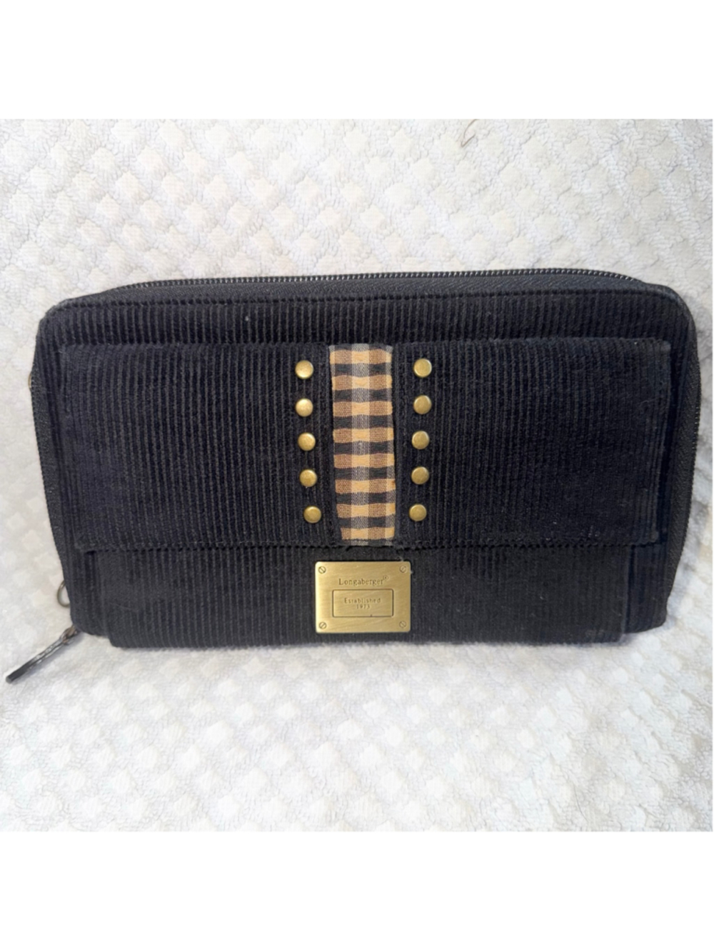 Vintage Longaberger Homestead Black Corduroy Crossbody Purse NO Strap Wallet